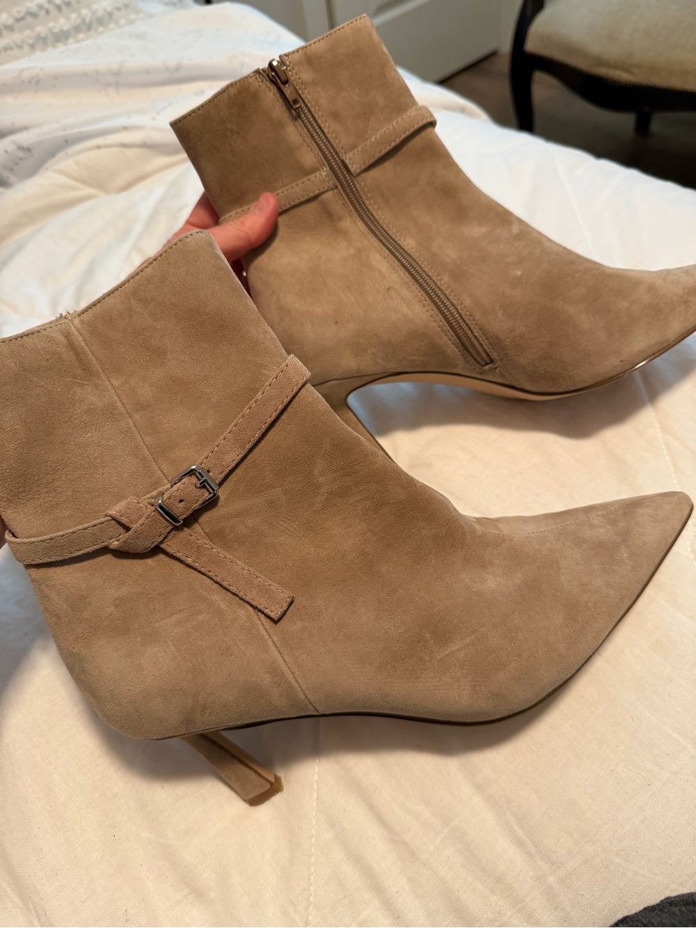 Steve Madden Taupe Suede Pointed-Toe Ankle Booties